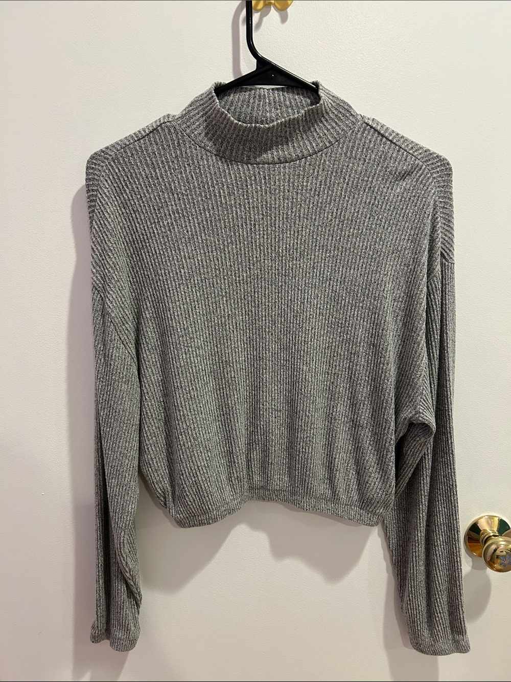 Garage Gray Ribbed Mock Neck Sweater
